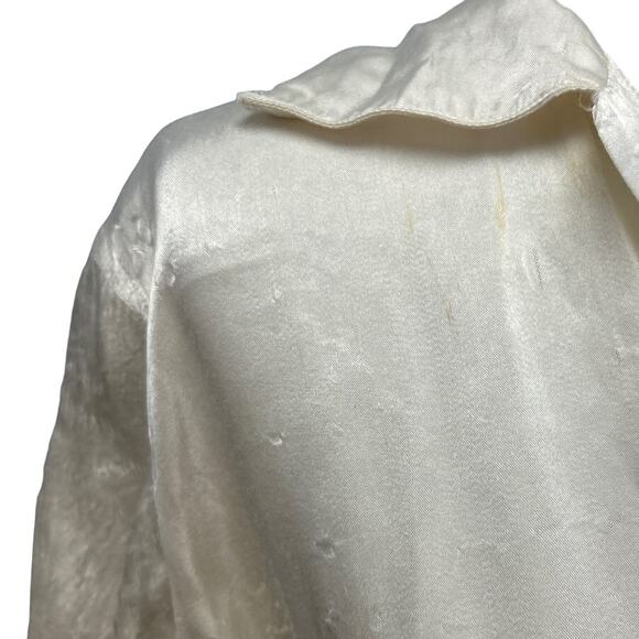 Vintage Handmade Womens Medium Silky Pullover Short Sleeve Belted Blouse Top - Picture 3 of 5